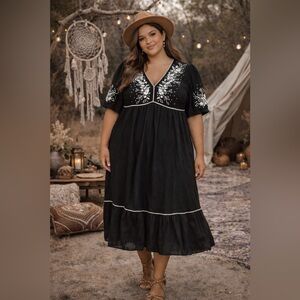 NEW Anthropologie brand fig and flower Boho Midi Dress Large